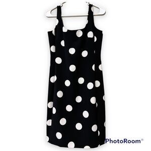 KARL LAGERFIELD size 4 women's dress black white dots lined zips closed up back